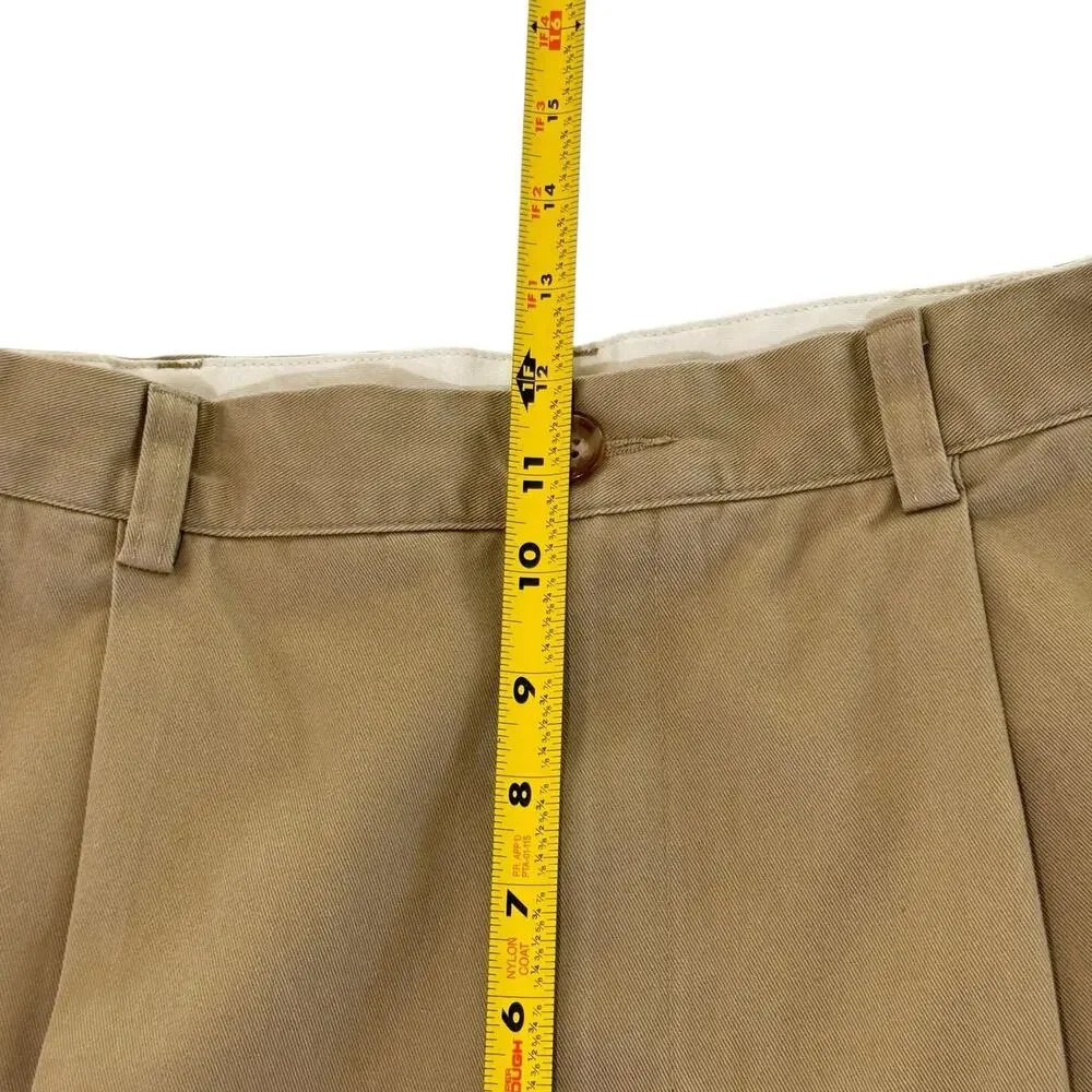 L.L. Bean Comfort Waist Chinos Mens 35x30 Double Pleated Khaki Tan Pants Relaxed - Picture 10 of 11